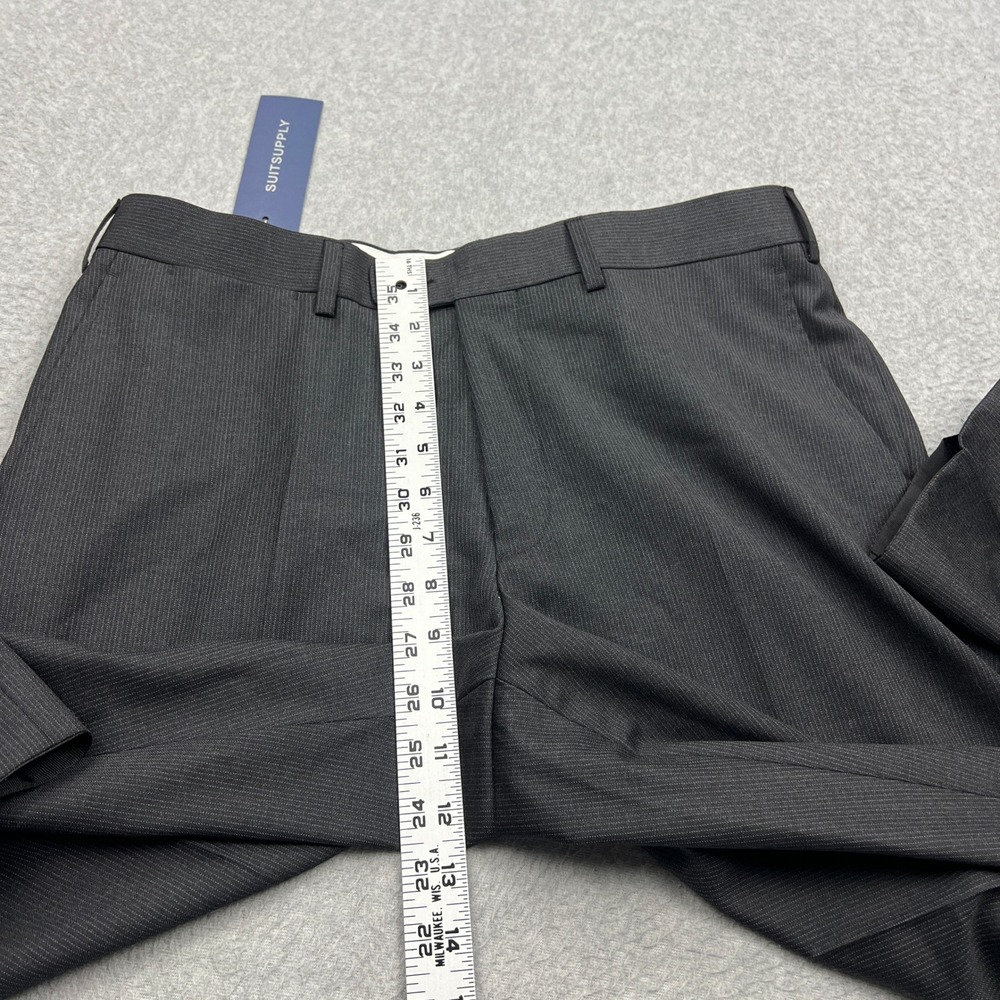 NEW Suitsupply Pants Mens 34 Grey Pinstripe Brescia Pure Wool Flat Front Slim - Picture 7 of 12